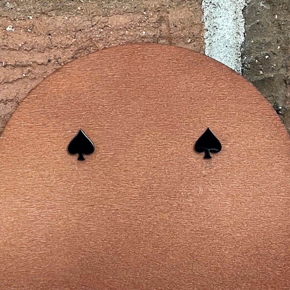 Spade Stud Earrings - Black